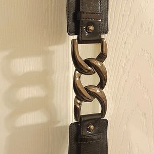 The Limited waist belt, size S, with gunmetal/chrome, leather and elastic